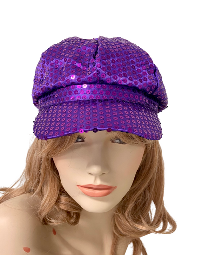 Purple Sequin Newsboy Cap