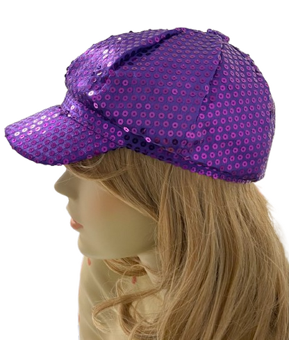 Purple Sequin Newsboy Cap