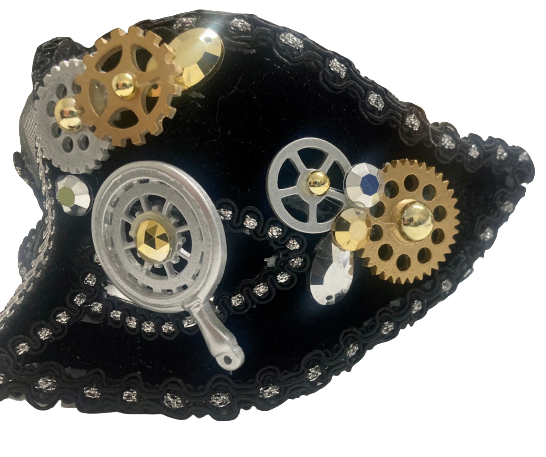 Silver and Black Cogs Steampunk Mask