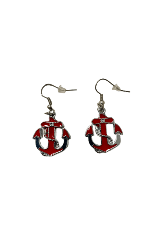 Small Red Anchor Earrings