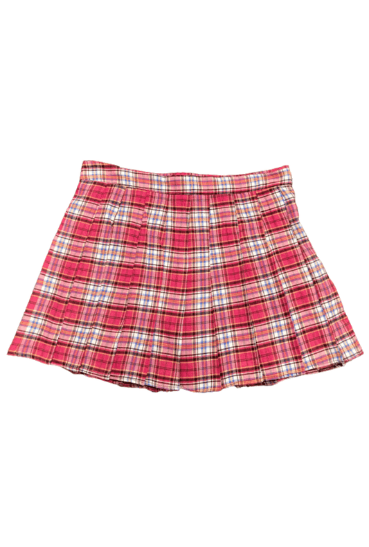 Pink and White Plaid Flannelette School Skirt