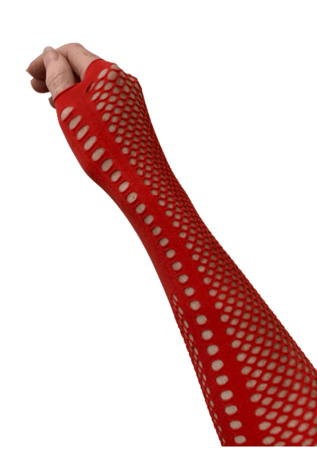 Red Arm-length Fishnet Gloves