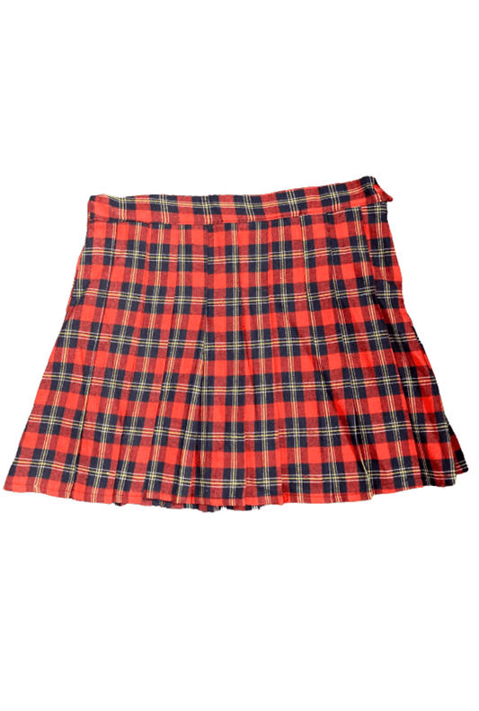Red and Black Plaid Flannelette School Skirt