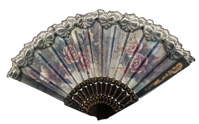 Floral Lace Trim Fan