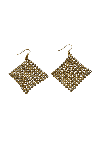 Gold Diamanté Mesh Earrings