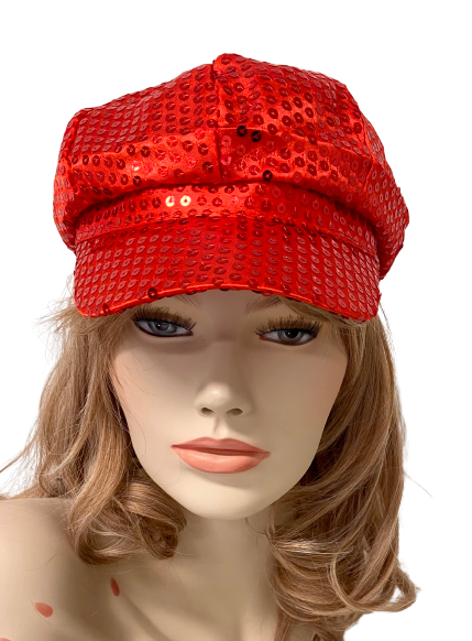 Red Sequin Newsboy Cap