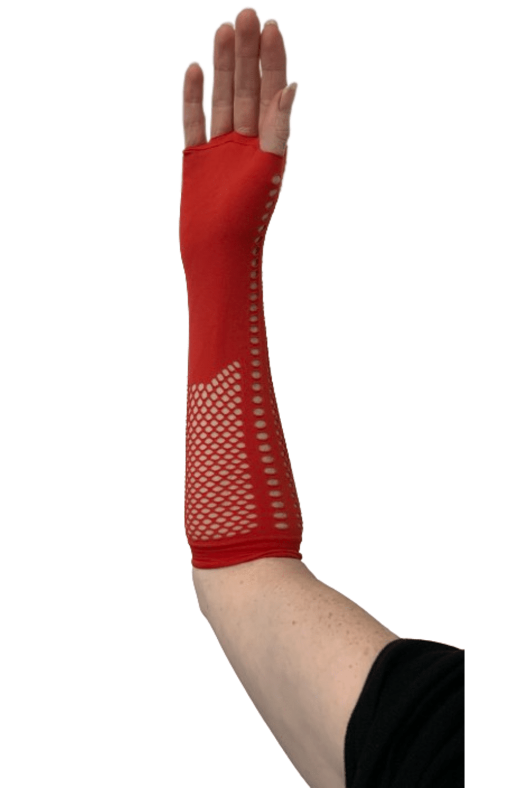Red Arm-length Fishnet Gloves Perth Hurly-Burly