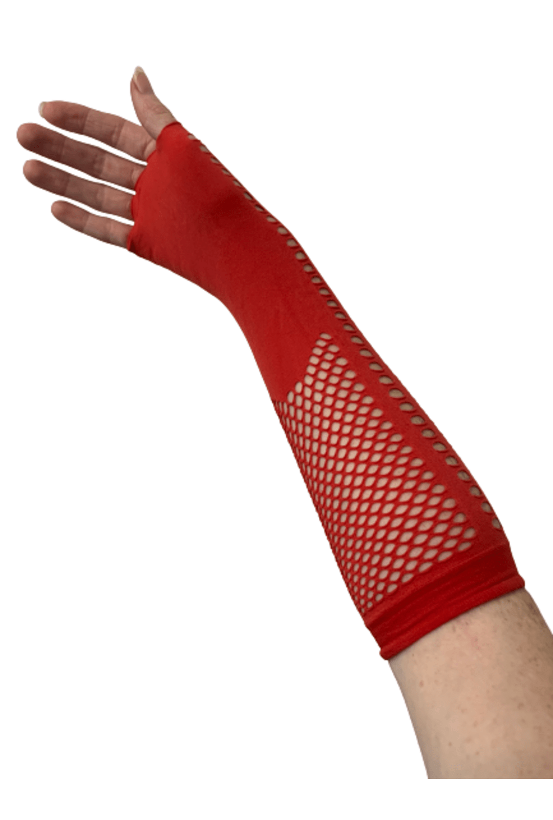 Red Arm-length Fishnet Gloves