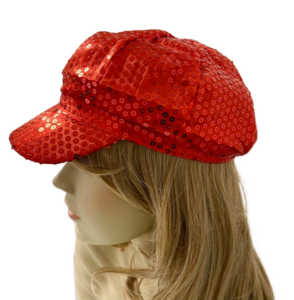 Red Sequin Newsboy Cap