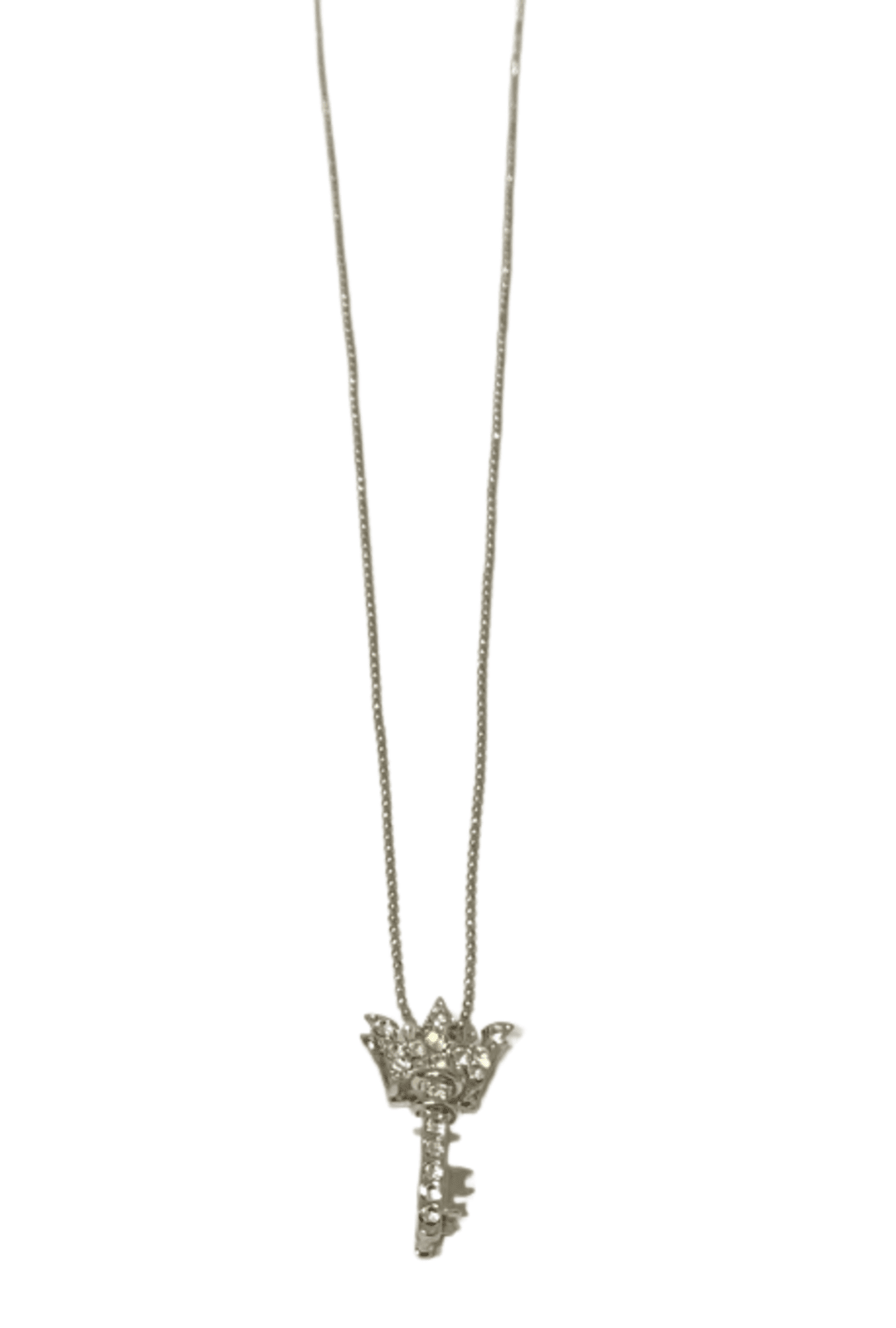 Silver Crown and Key Necklace