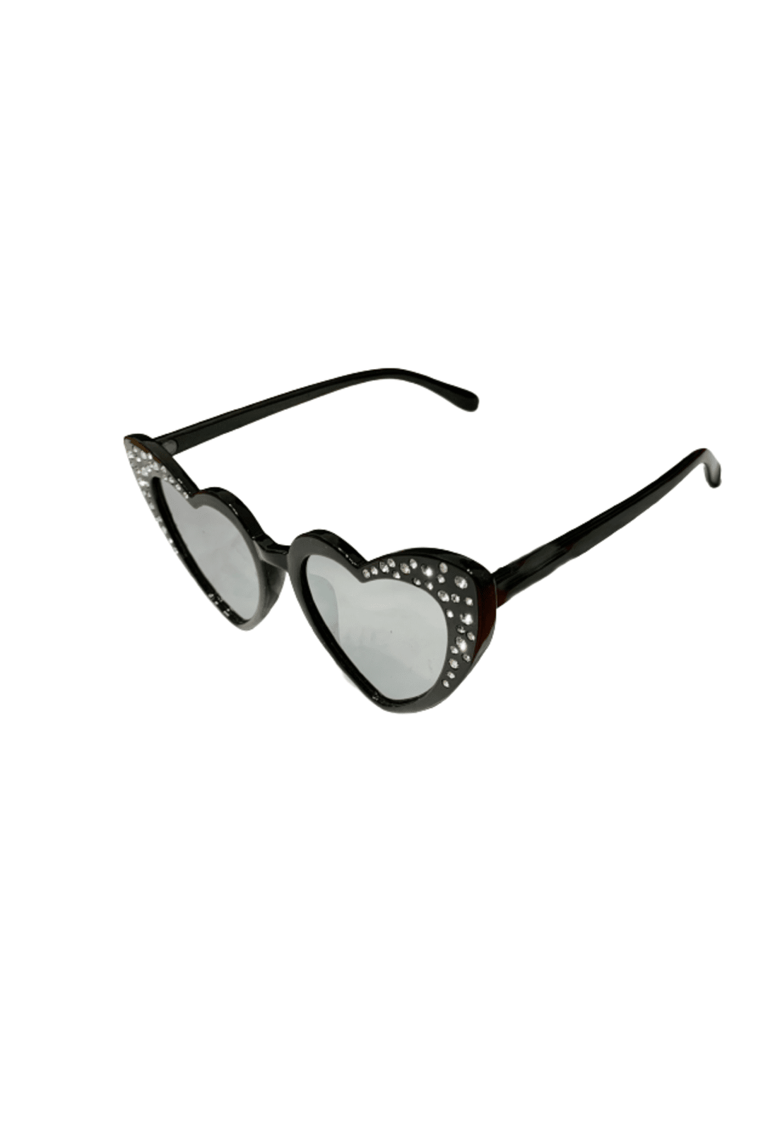 Reflective Silver Retro Heart Glasses with Diamantes