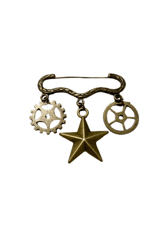Steampunk Star and Gears Pin