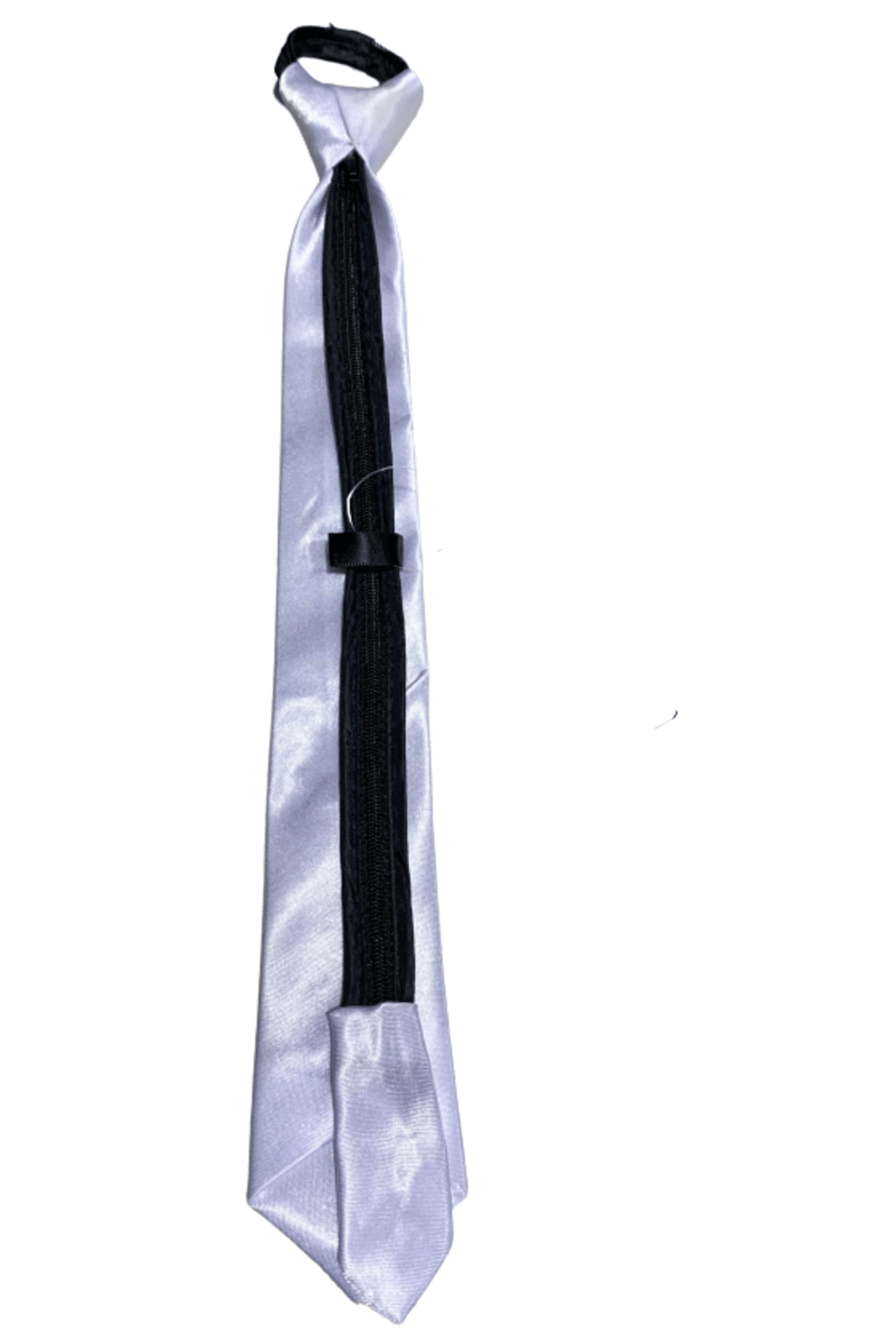 White Satin Tie with Zip