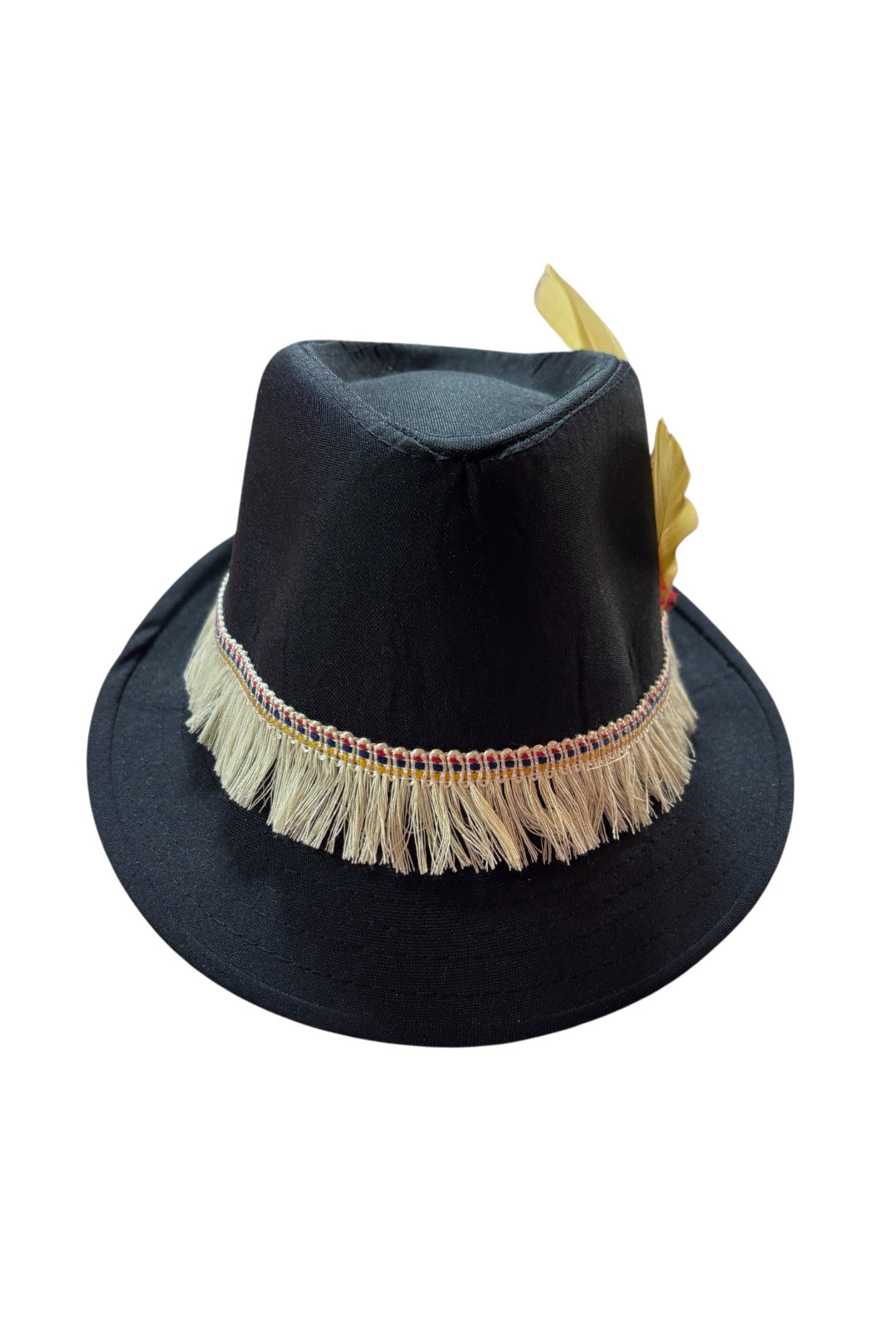 Men's Oktoberfest Trilby Hat With Cream Fringe And Feathers
