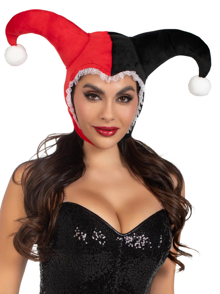 Harley Quinn Red & Black Jester Hood