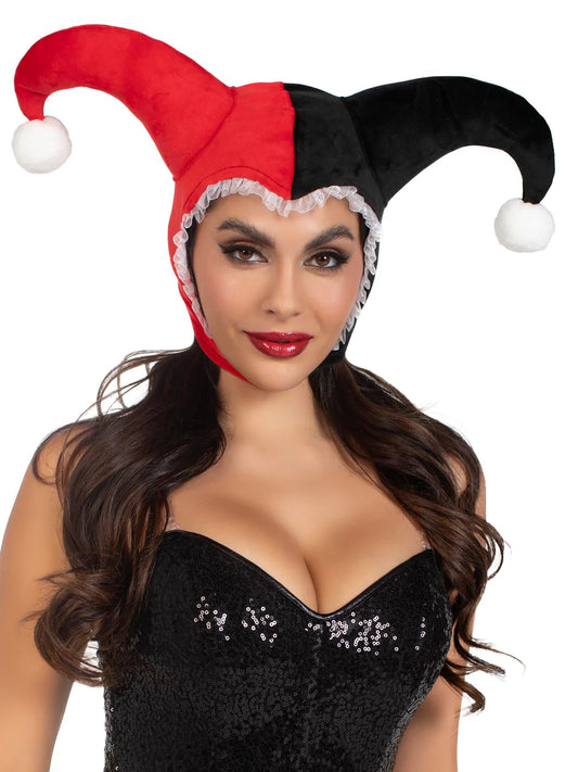 Harley Quinn Red & Black Jester Hood