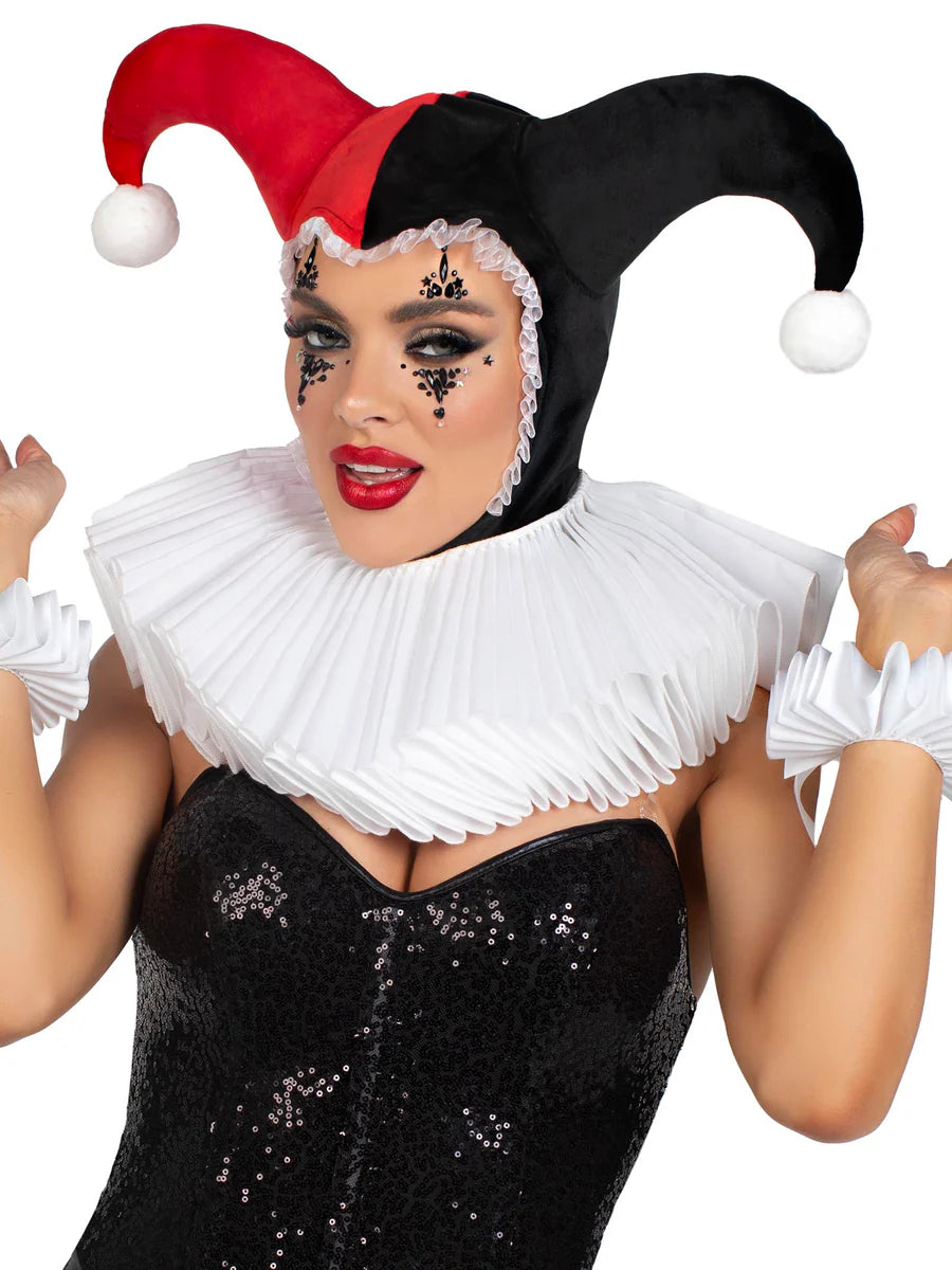 Harley Quinn Red & Black Jester Hood