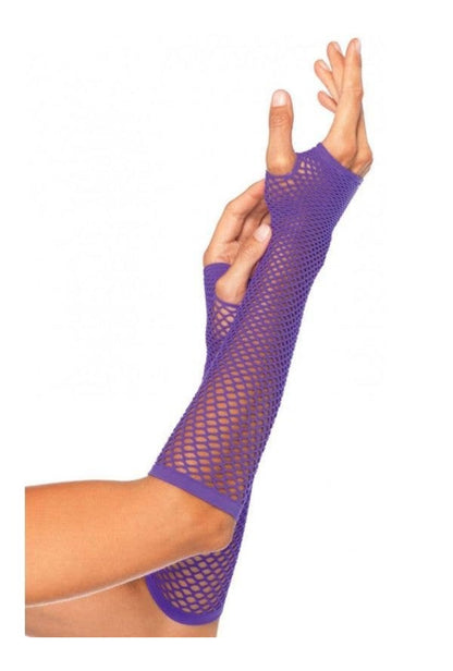 Purple Fishnet Fingerless Gloves