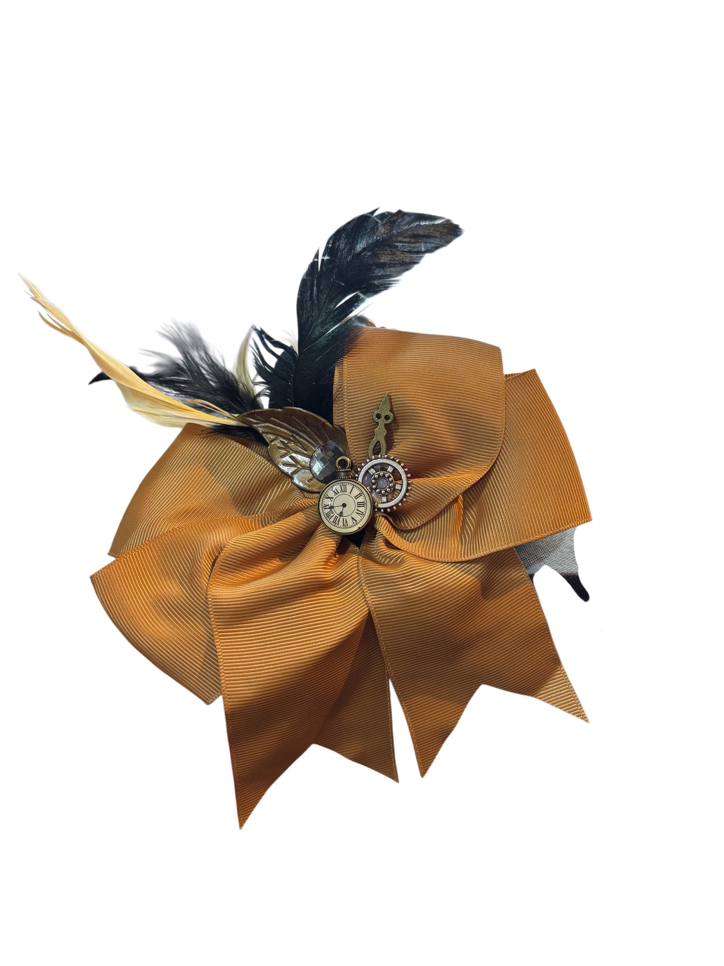 Mini Black Steampunk Hat wth Locket And Bow