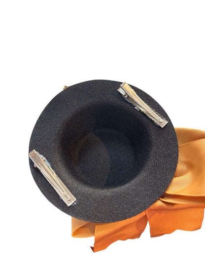 Mini Black Steampunk Hat wth Locket And Bow