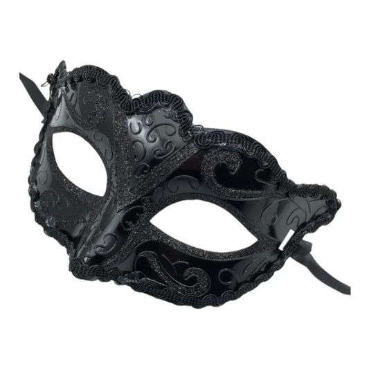 Venetian Black Glittery Masquerade Mask