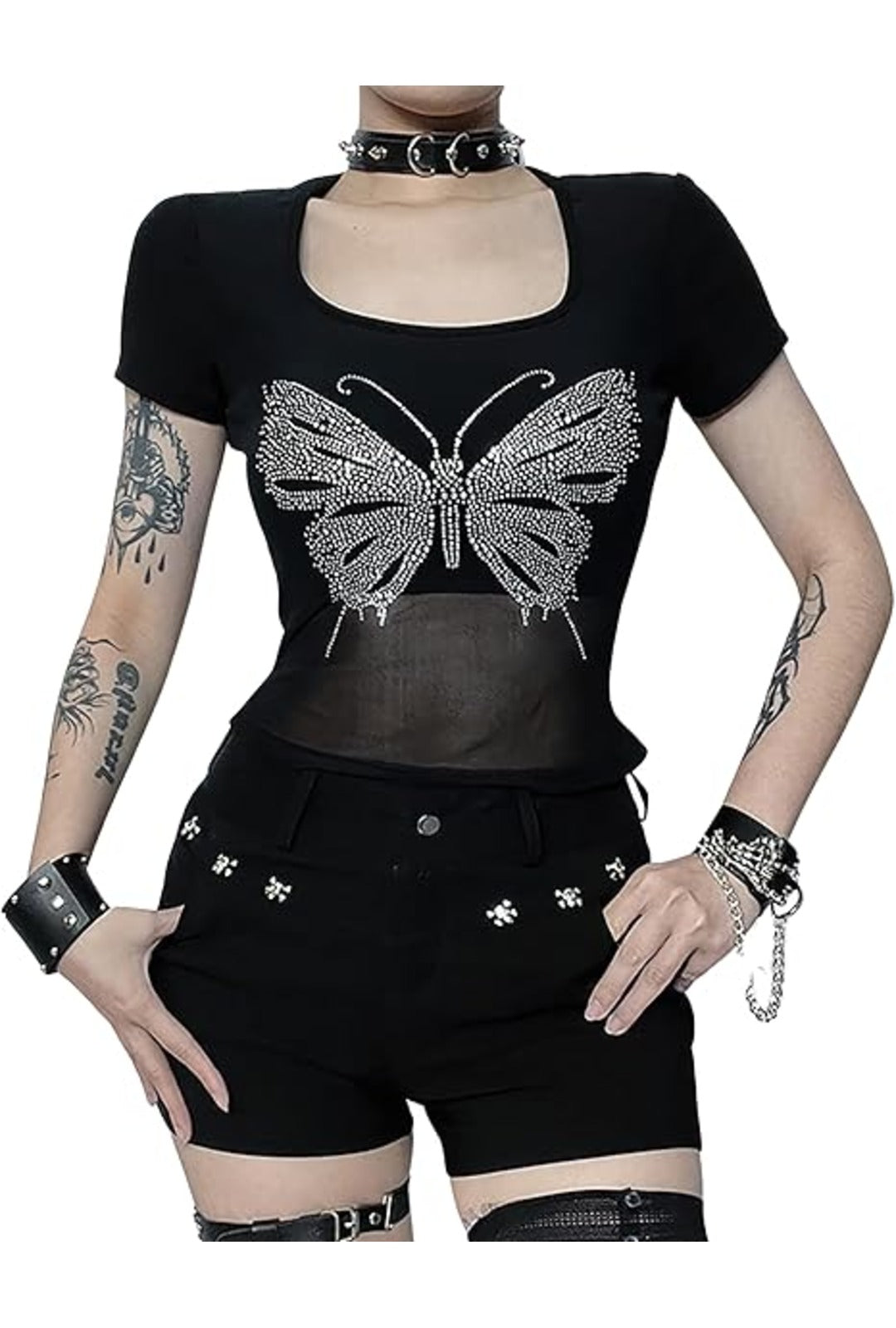 Rhinestone Butterfly Top