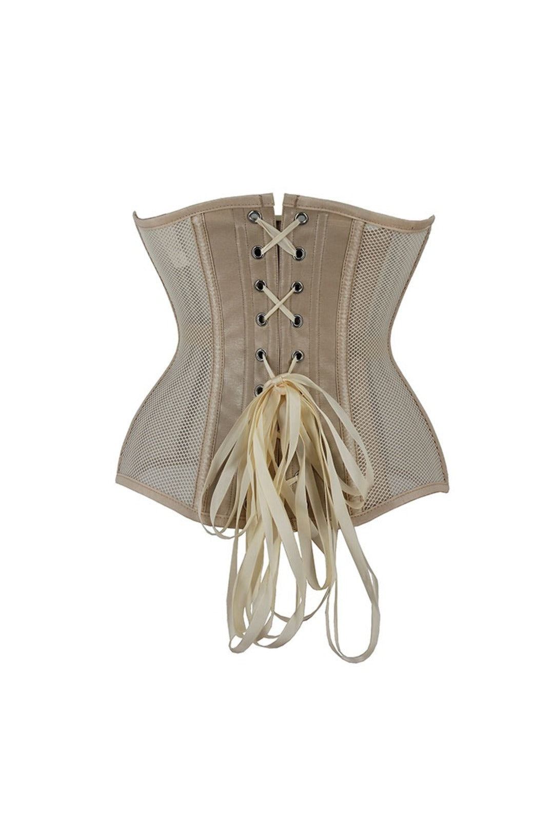 Nude Steel Boned Mesh Panel Underbust Corset