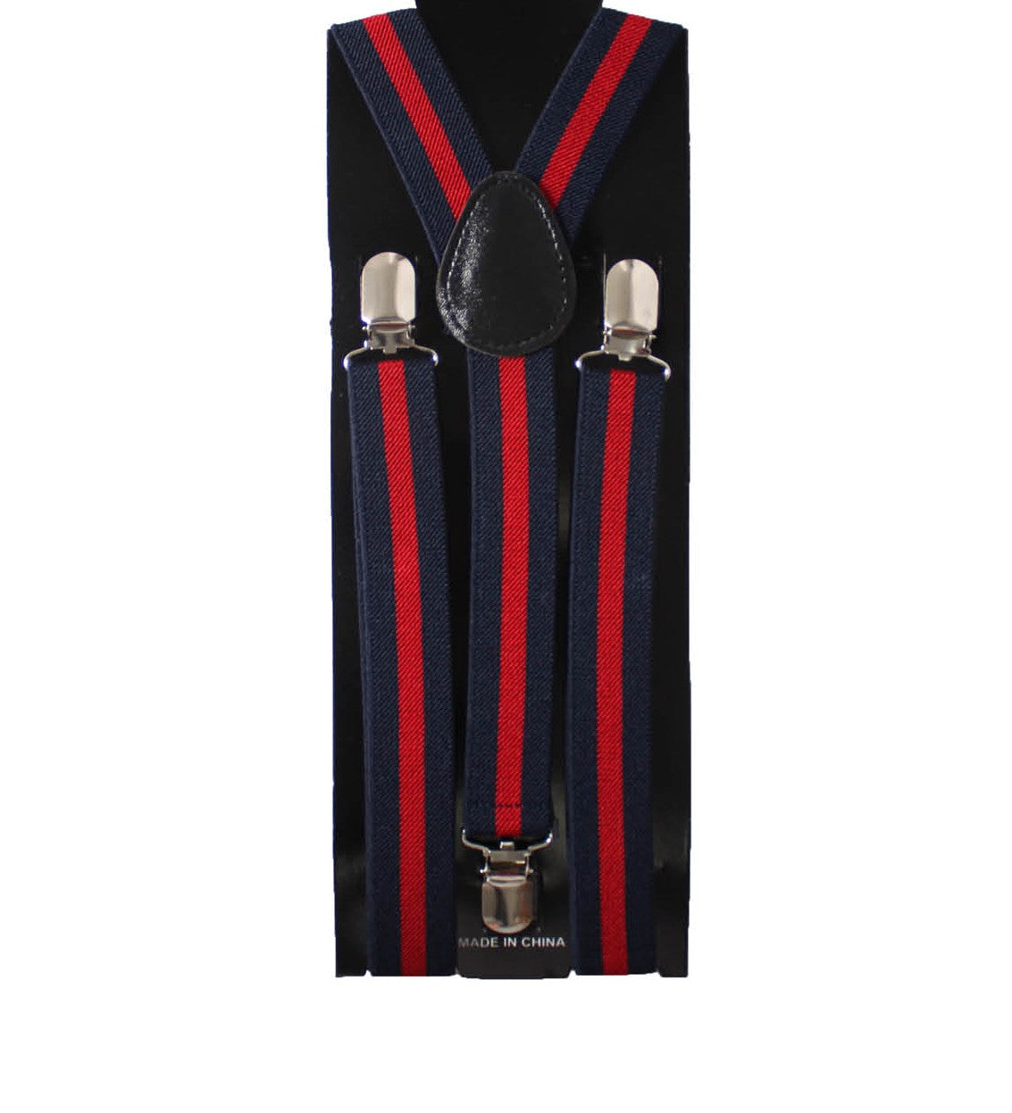 Navy and Red Stripe Suspenders