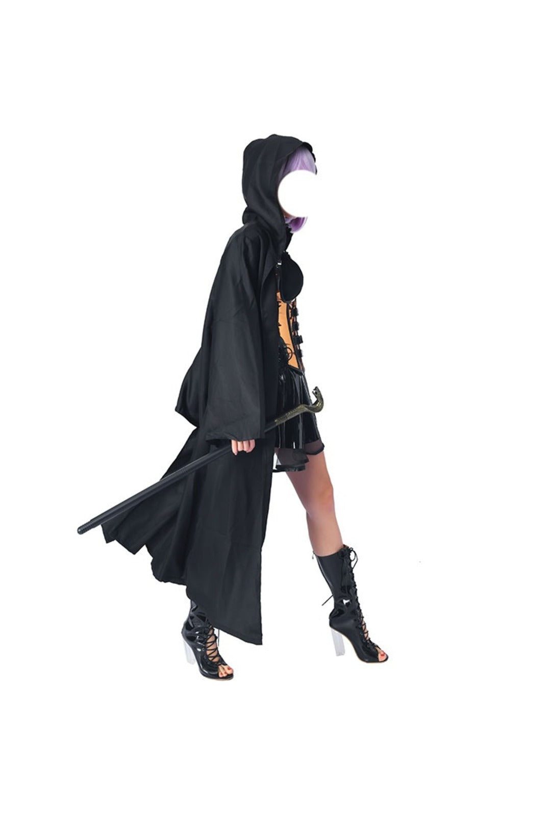 Black Long Hooded Cloak