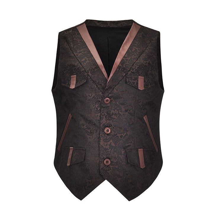 Men's Brown Jacquard Victorian Waistcoat