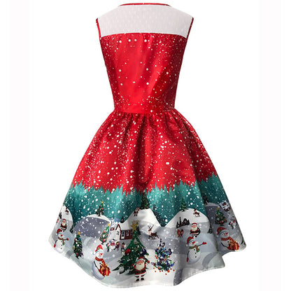 Red Snowman Scene Christmas Dress