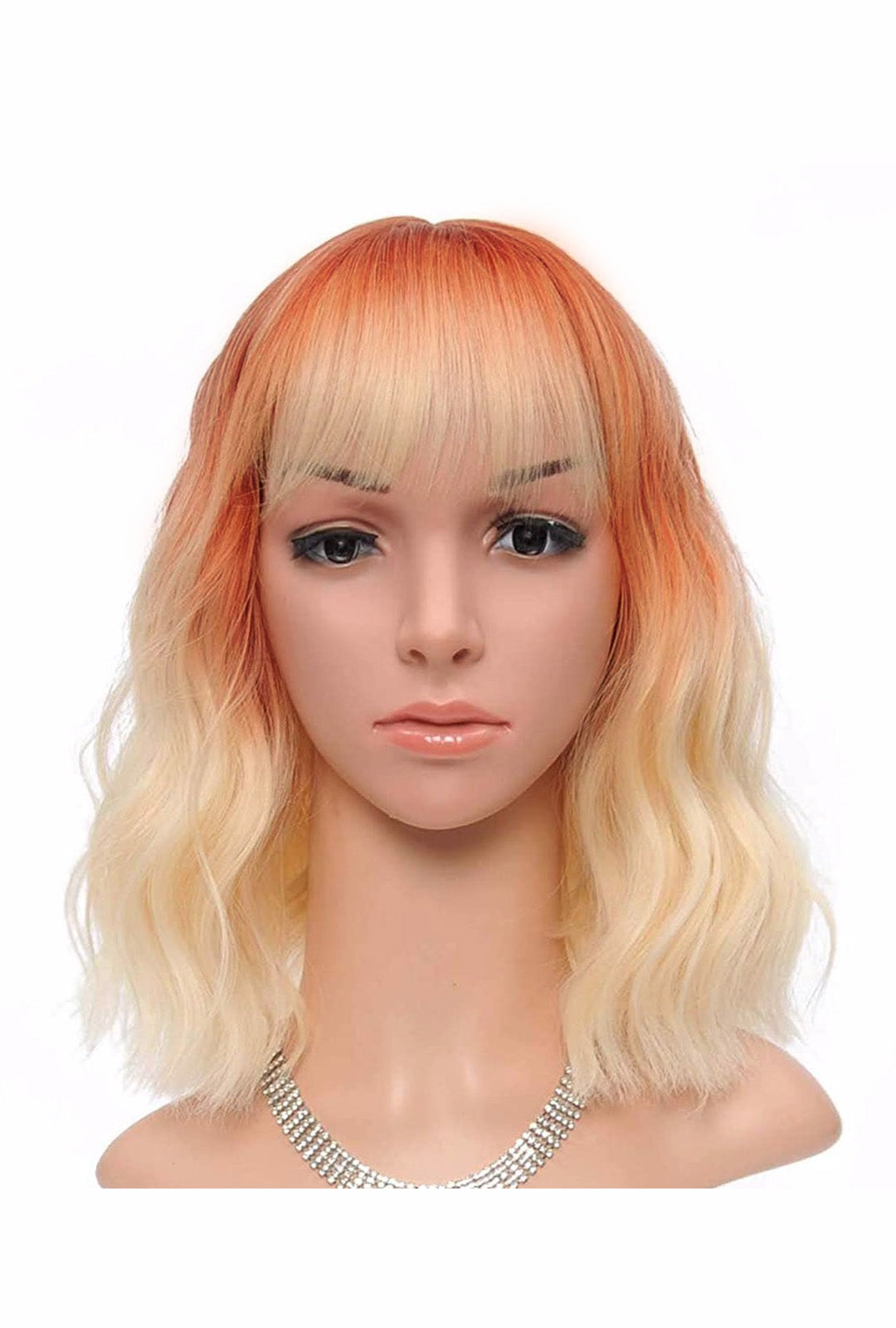 Deluxe Shoulder Length Loose Wave Red to Blonde Wig