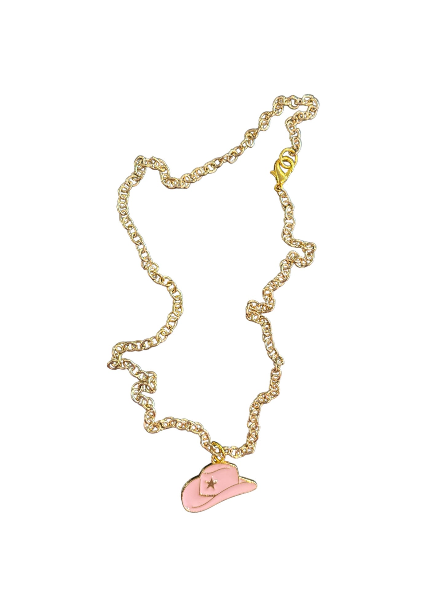 Pink Cowboy Hat Necklace