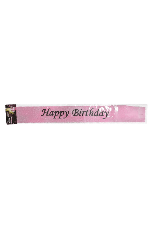 Pink Glitter Happy Birthday Sash