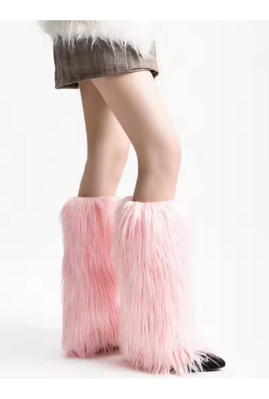 Pink Furry Leg Warmers