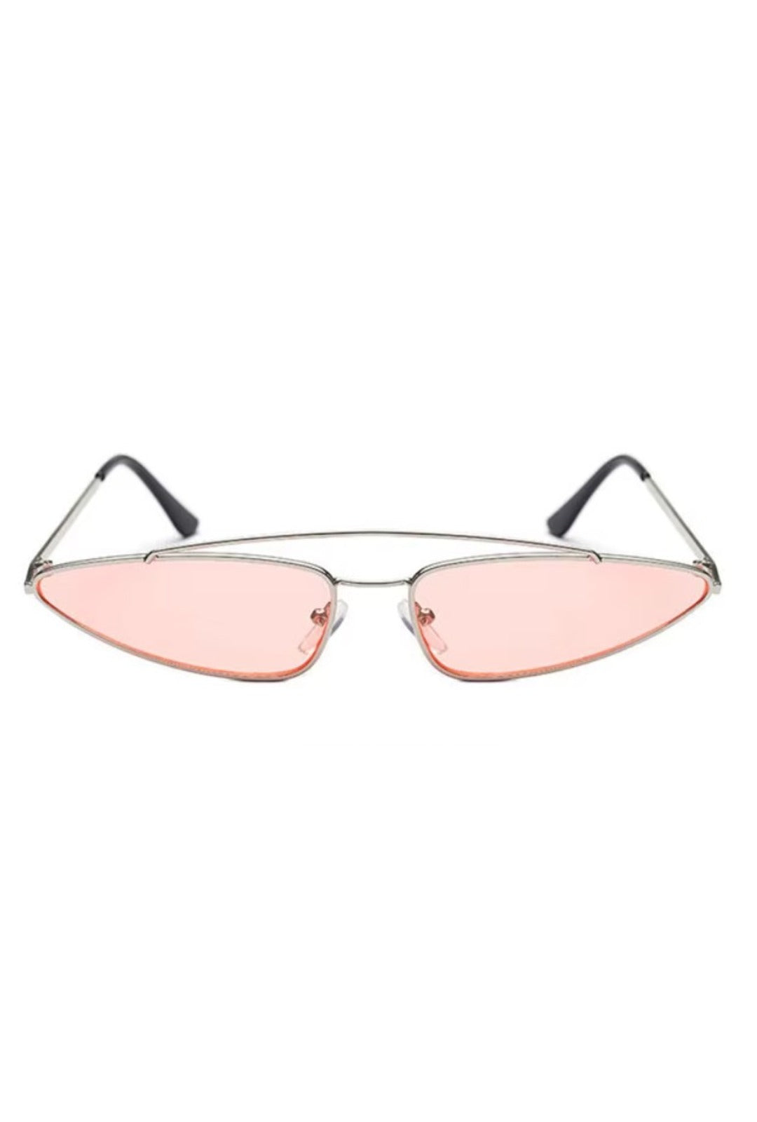 pink tinted lens skinny aviator style glasses