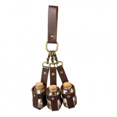 Brown Medieval Belt Hook With Mini Potion Bottles