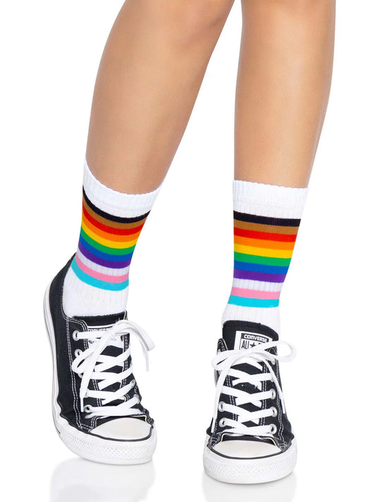 Progress Pride Rainbow Crew Socks
