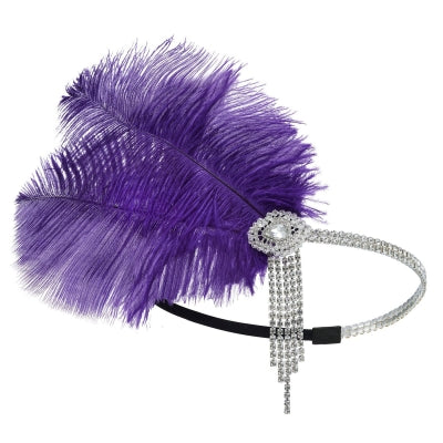 Purple Feather Tassel Headband
