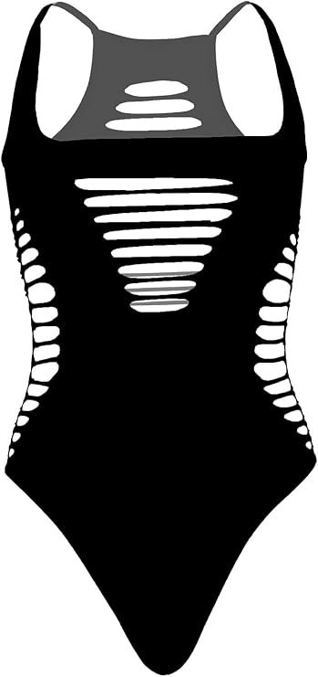 Black Shredded Racer Back Bodysuit