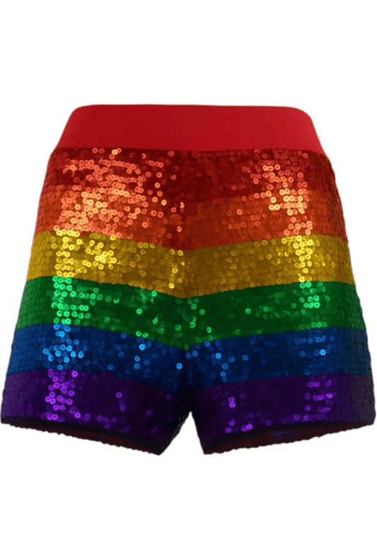 High Waisted Rainbow Sequin Shorts