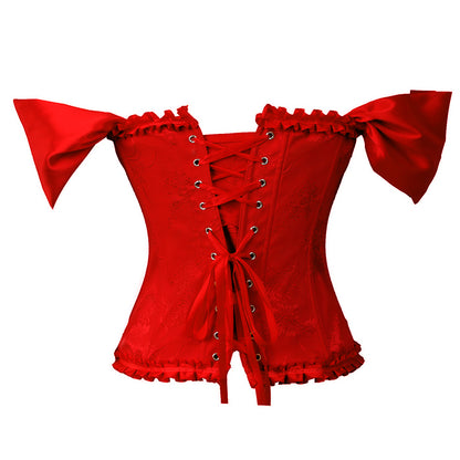 Red Overbust Corset With Shoulder Straps