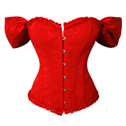 Red Overbust Corset With Shoulder Straps