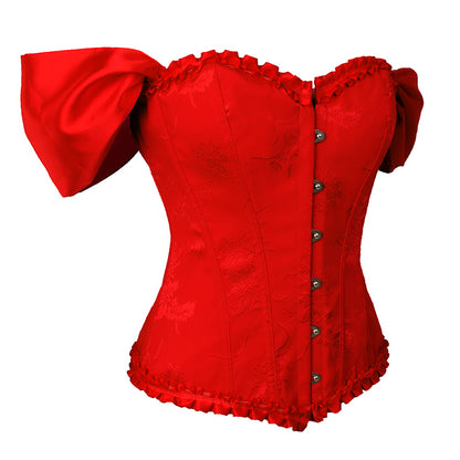 Red Overbust Corset With Shoulder Straps