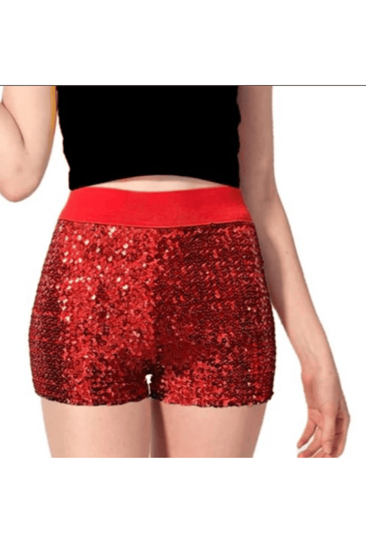 High Waisted Red Sequin Shorts