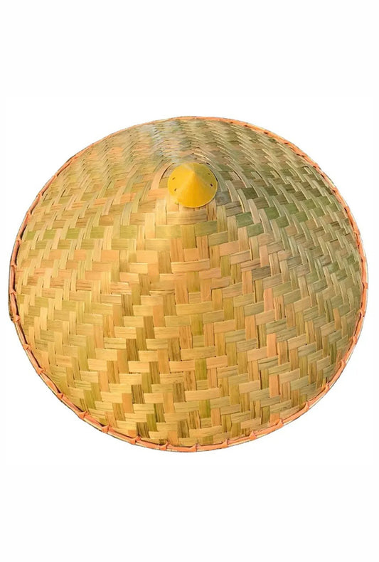 Rice Picker Straw Hat with Orange Trim