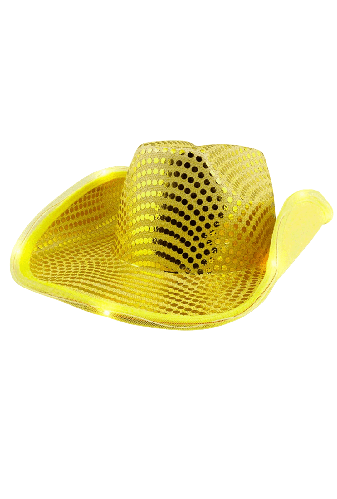 Yellow Sequin Light Up Cowboy Hat