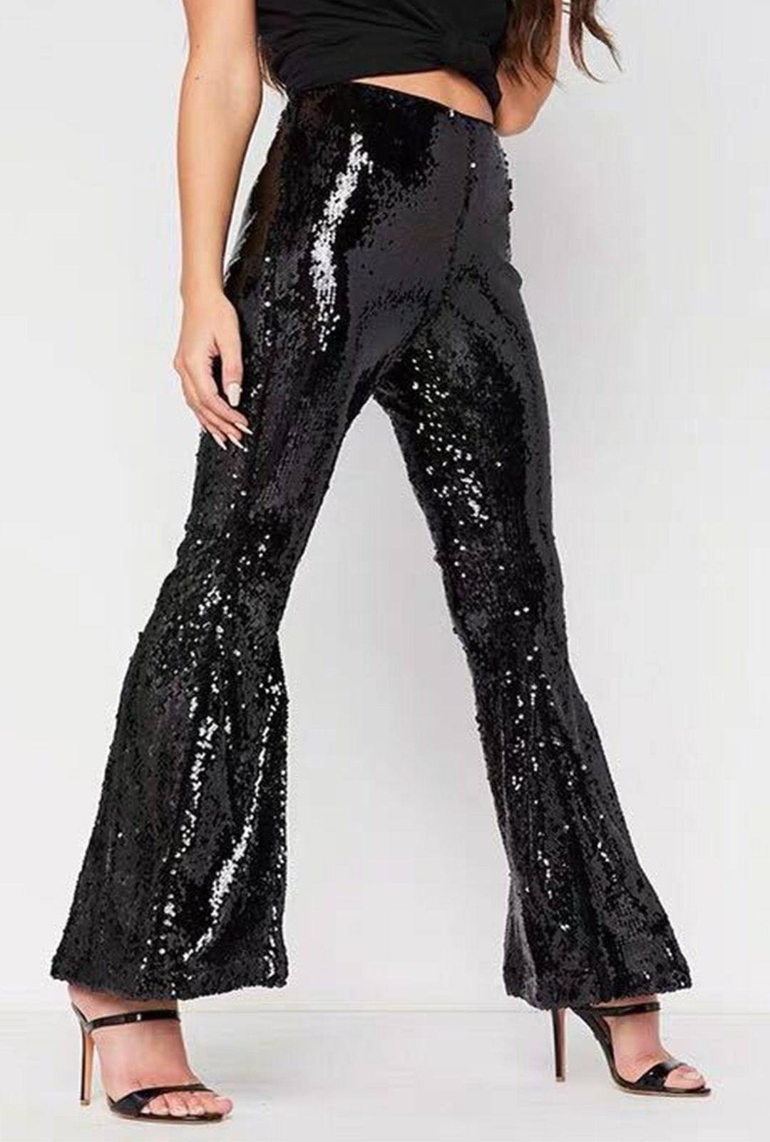 Sequin Black Flared Pants