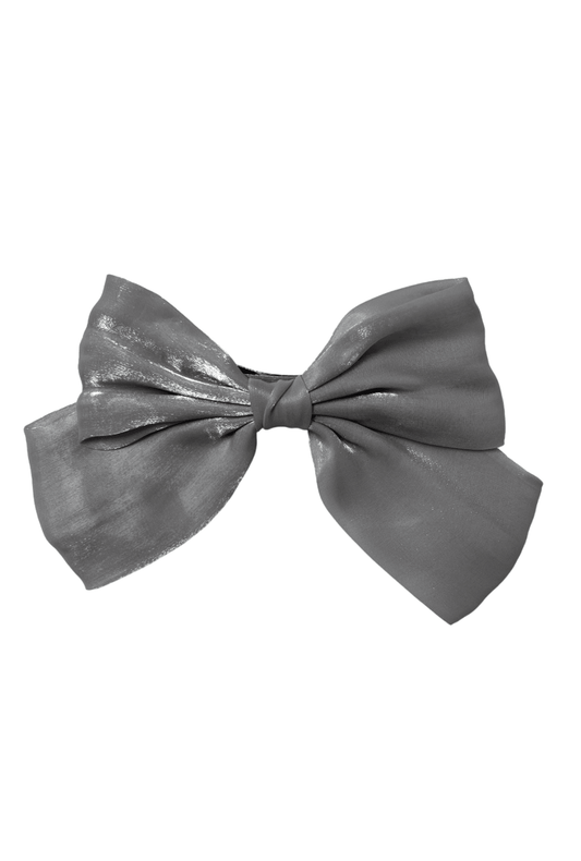 Large Silver Satin Coquette Bow