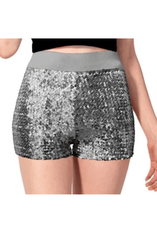 High Waisted Silver Sequin Shorts